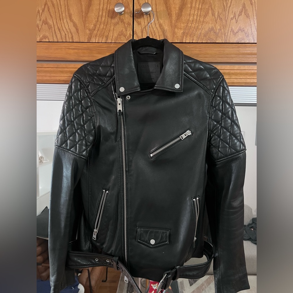 All Saints Black Leather Moto Jacket